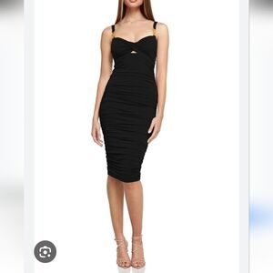 Nookie-"Fortune" Roushed Midi Dress in Black-Size Medium